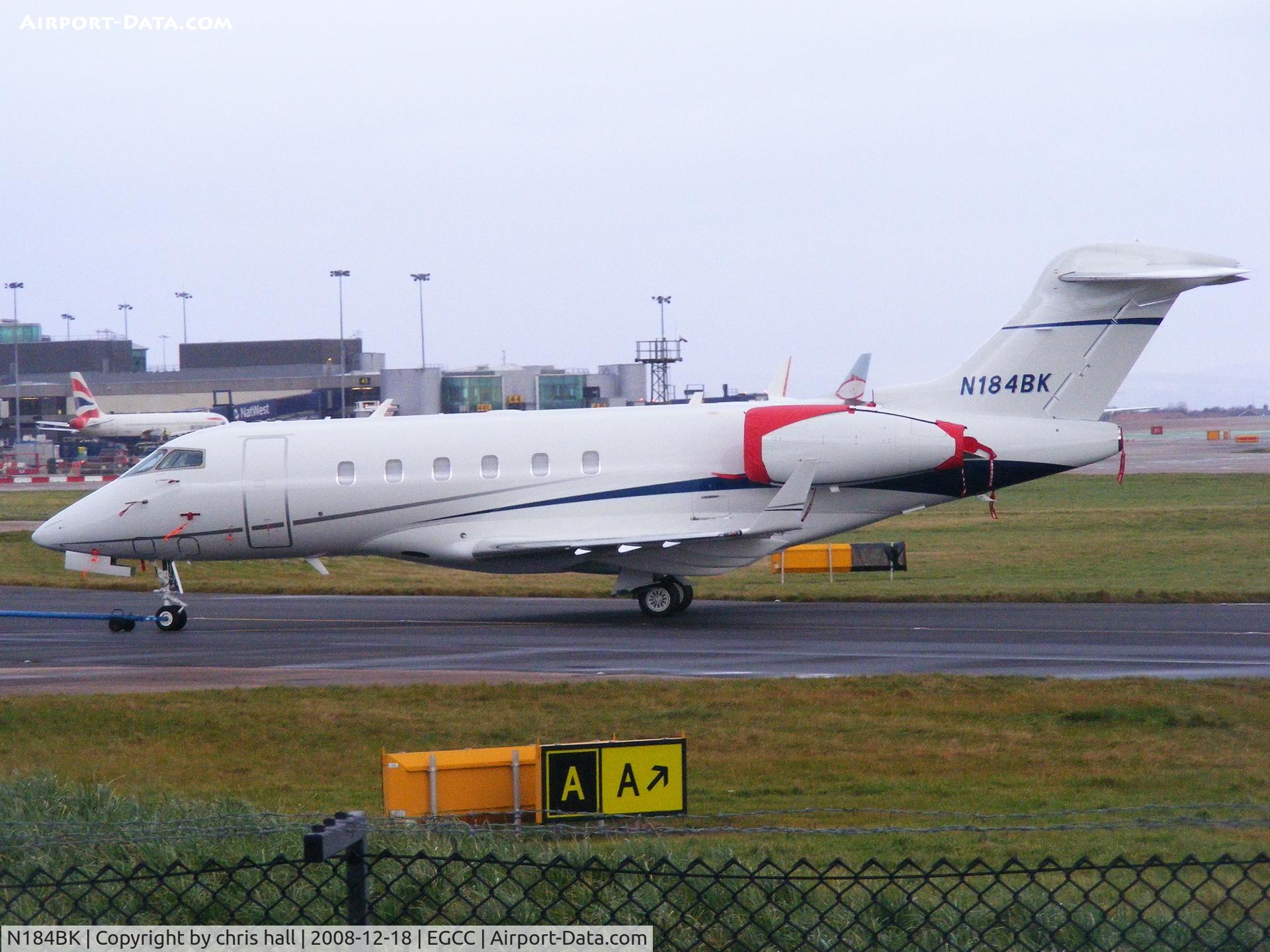 N184BK, 2008 Bombardier Challenger 300 (BD-100-1A10) C/N 20209, on the Ocean Sky ramp at Manchester