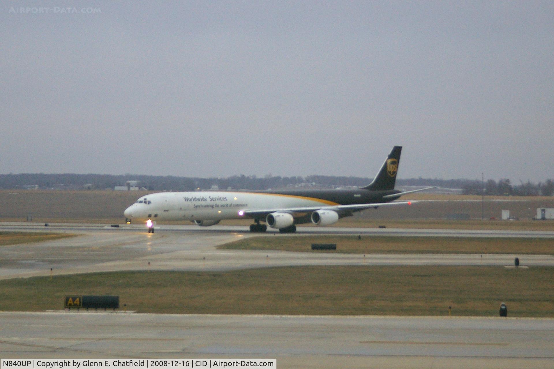 N840UP, 1970 Douglas DC-8-73F C/N 46140, Turning off Runway 9 onto Alpha 4