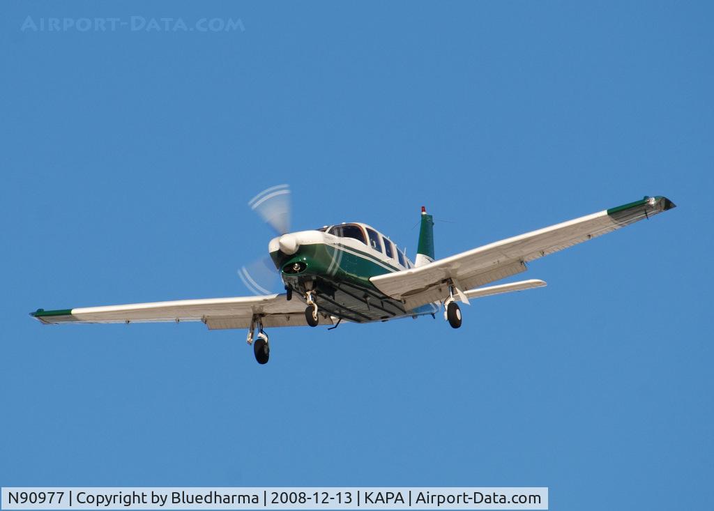 N90977, 1981 Piper PA-32R-301T Turbo Saratoga C/N 32R-8129048, Landing on 17L on a very windy day.