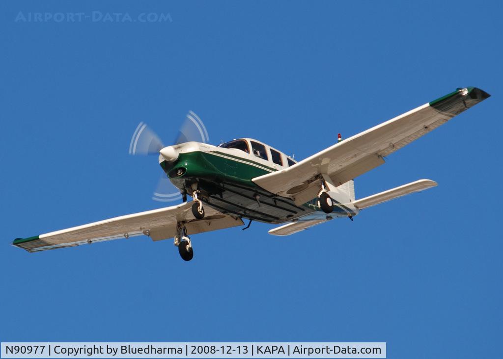 N90977, 1981 Piper PA-32R-301T Turbo Saratoga C/N 32R-8129048, Landing on 17L on a very windy day.