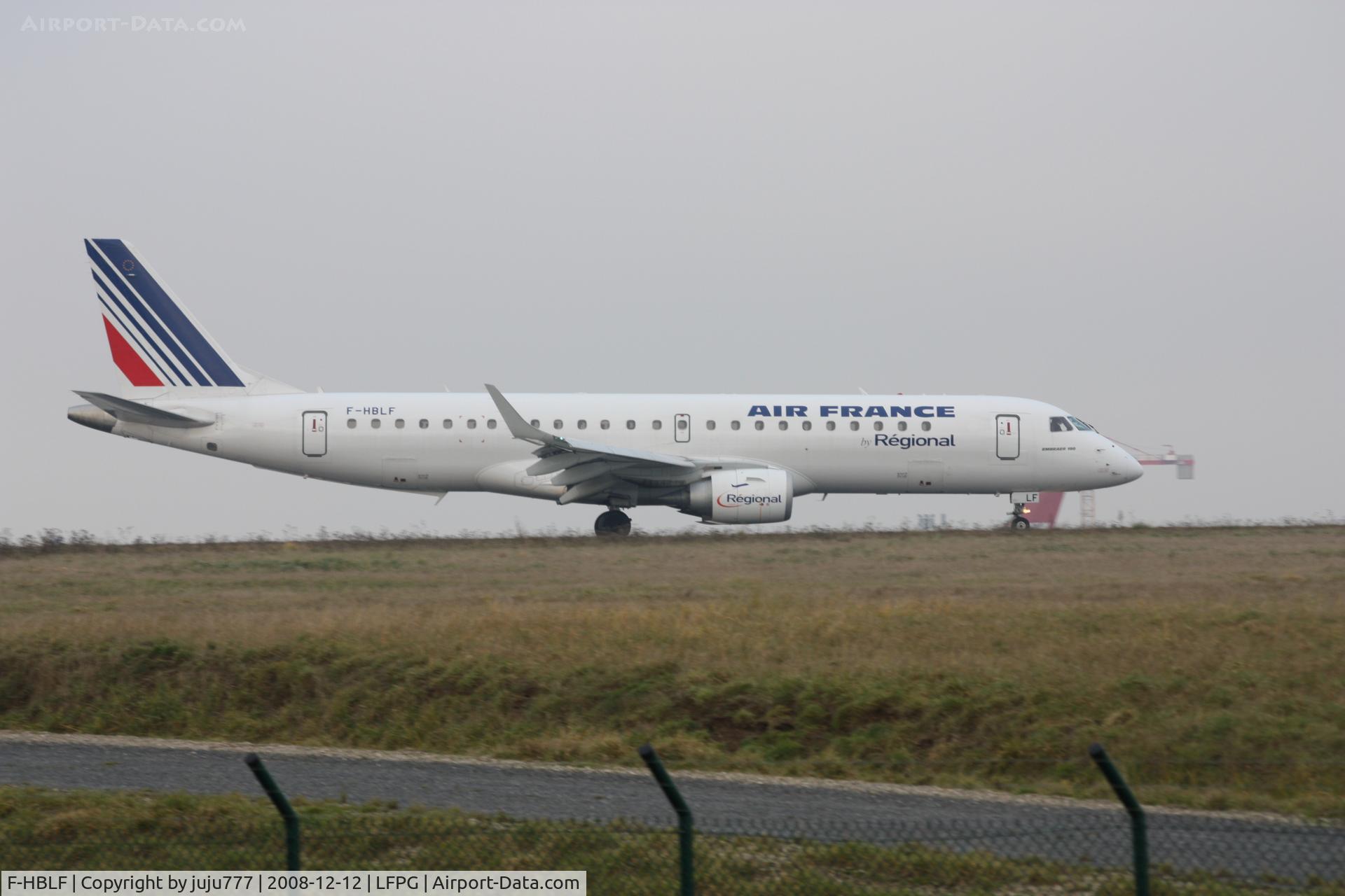F-HBLF, 2008 Embraer 190AR (ERJ-190-100IGW) C/N 19000158, on landing at CDG