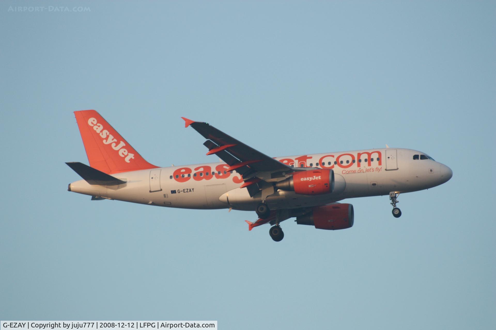 G-EZAY, 2006 Airbus A319-111 C/N 2827, on landing at CDG