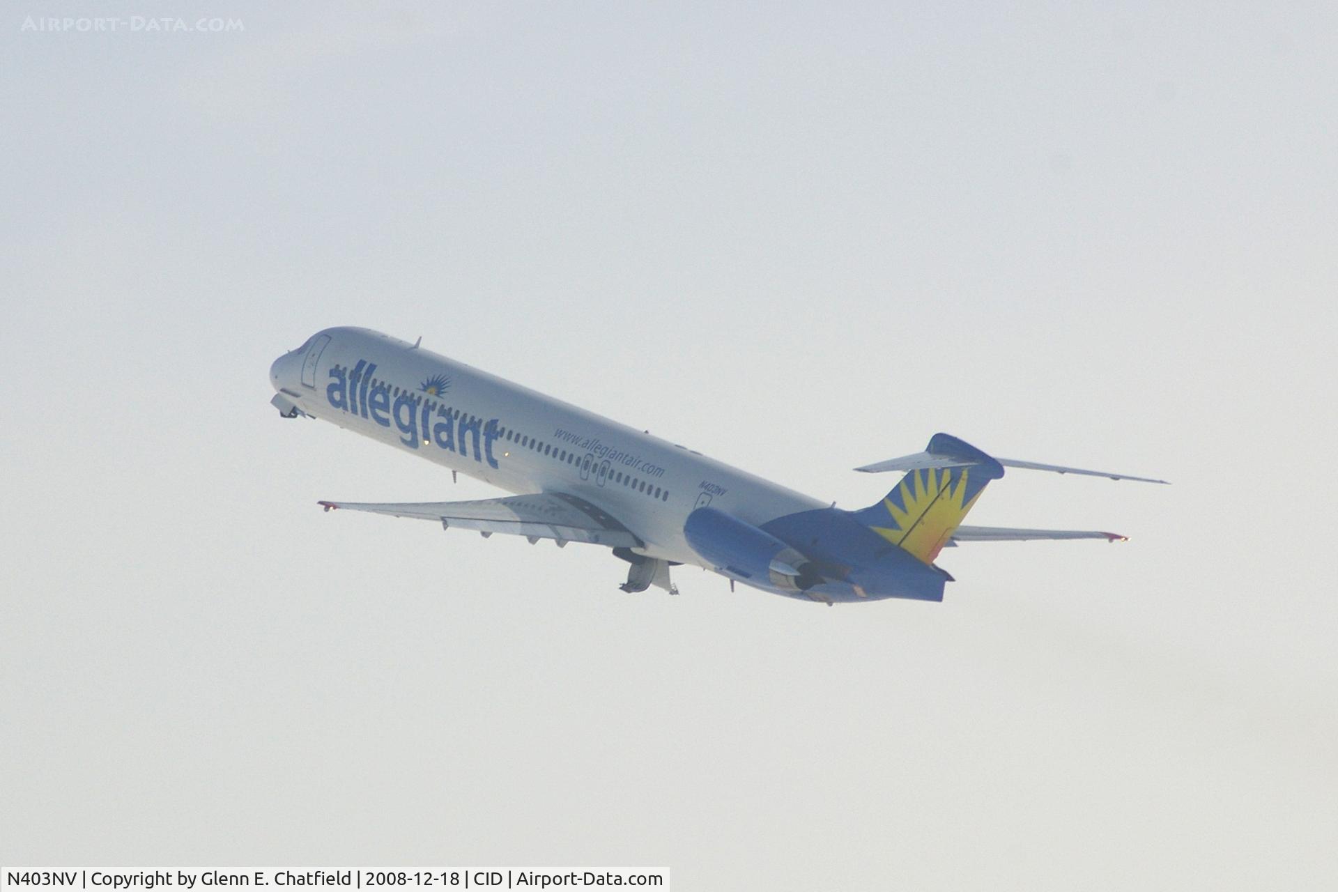 N403NV, 1989 McDonnell Douglas MD-88 C/N 49764, Departing Runway 9.  I'm looking into the snow, haze and sun!