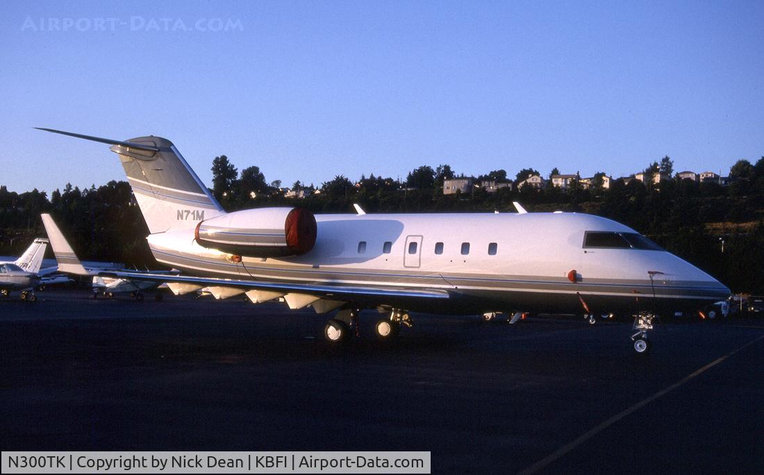 N300TK, 1982 Canadair Challenger 600 (CL-600-1A11) C/N 1077, KBFI 9N71M seen here on a CL600 is currently on a DA10 this aircraft is now registered N300TK as posted)