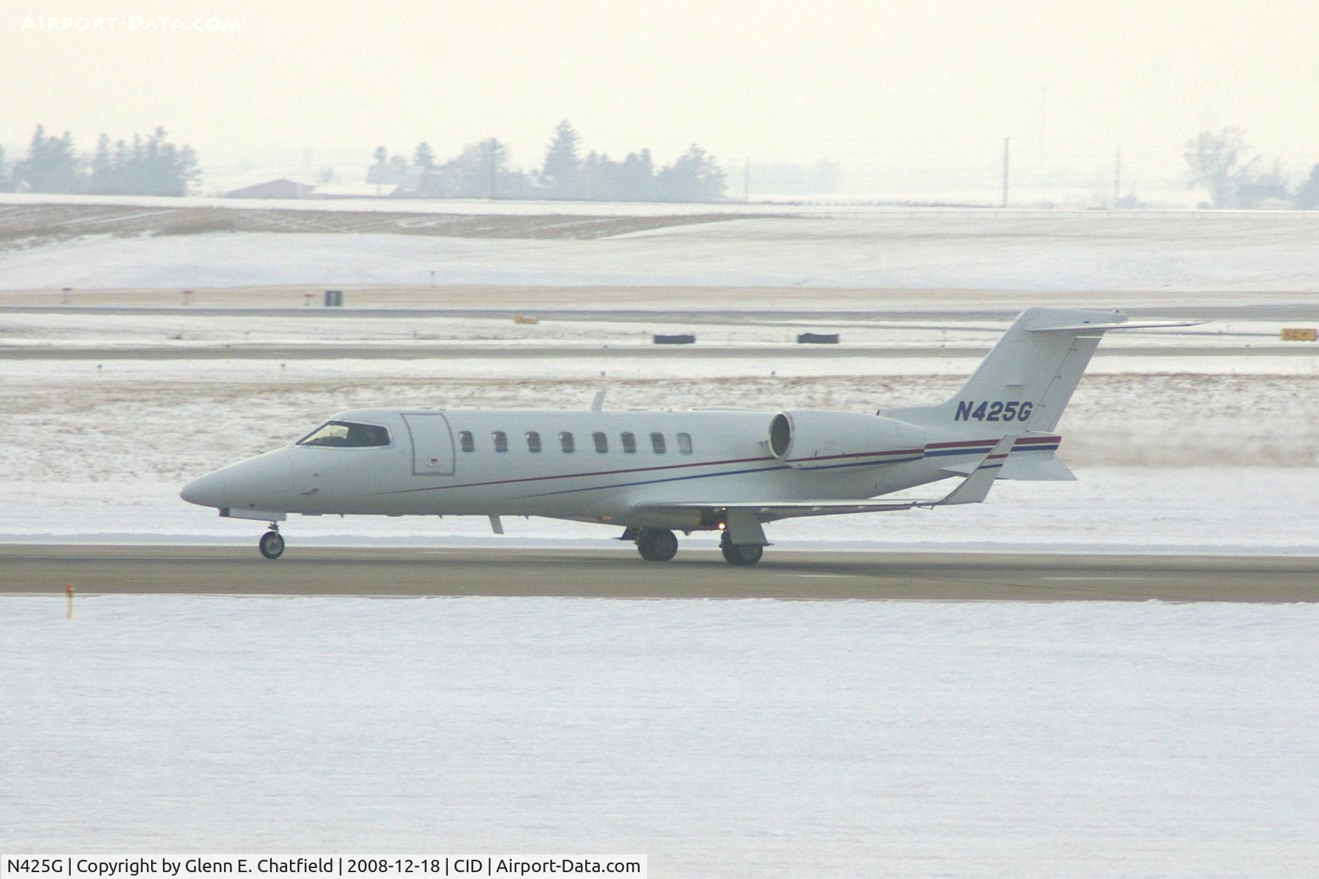 N425G, 2006 Learjet Inc 45 C/N 307, GEICO departing runway 13, as seen from my office in the tower.