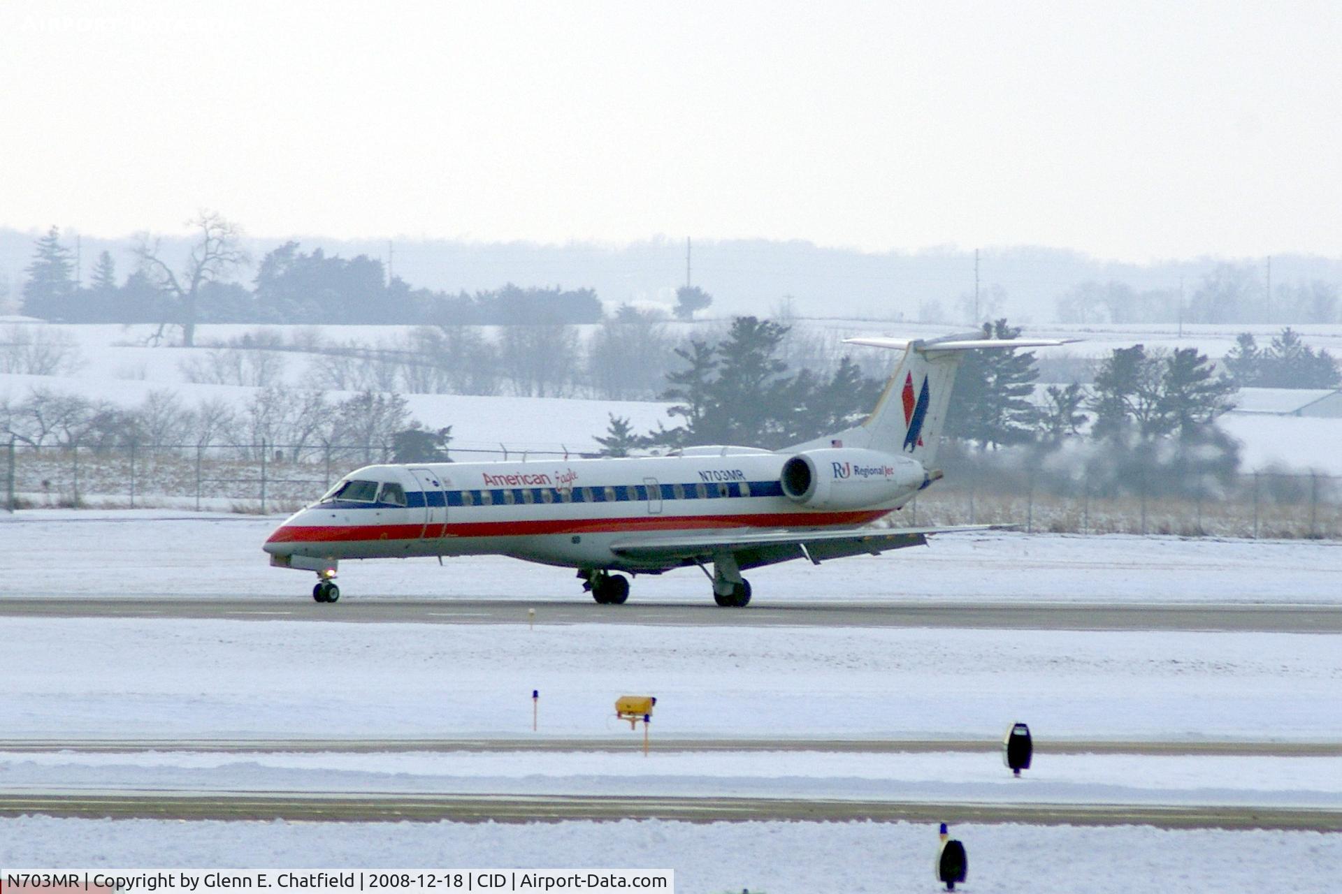 N703MR, 1999 Embraer ERJ-135LR (EMB-135LR) C/N 145173, Landing roll-out on Runway 9.
