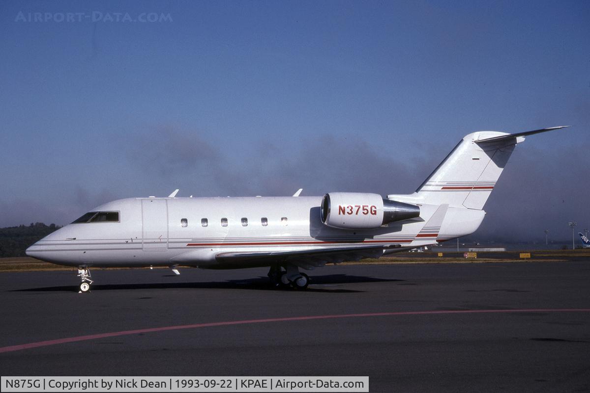 N875G, 1984 Canadair Challenger 601 (CL-600-2A12) C/N 3019, KPAE (This airframe was seen as N375G as shown became N875G as posted and is currently registered XA-SMS)