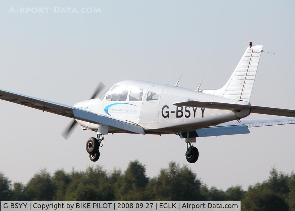 G-BSYY, 1986 Piper PA-28-161 Cherokee Warrior II C/N 2816009, BRITISH DISABLED FLYING ASSN. AIRCRAFT