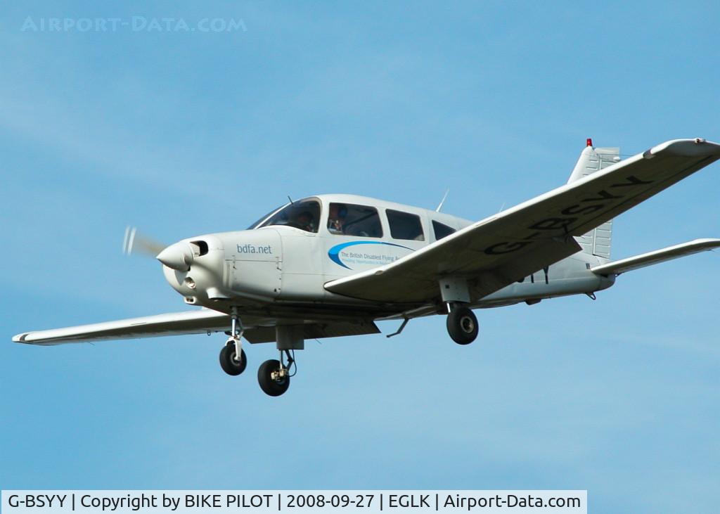 G-BSYY, 1986 Piper PA-28-161 Cherokee Warrior II C/N 2816009, BRITISH DISABLED FLYING ASSN. AIRCRAFT