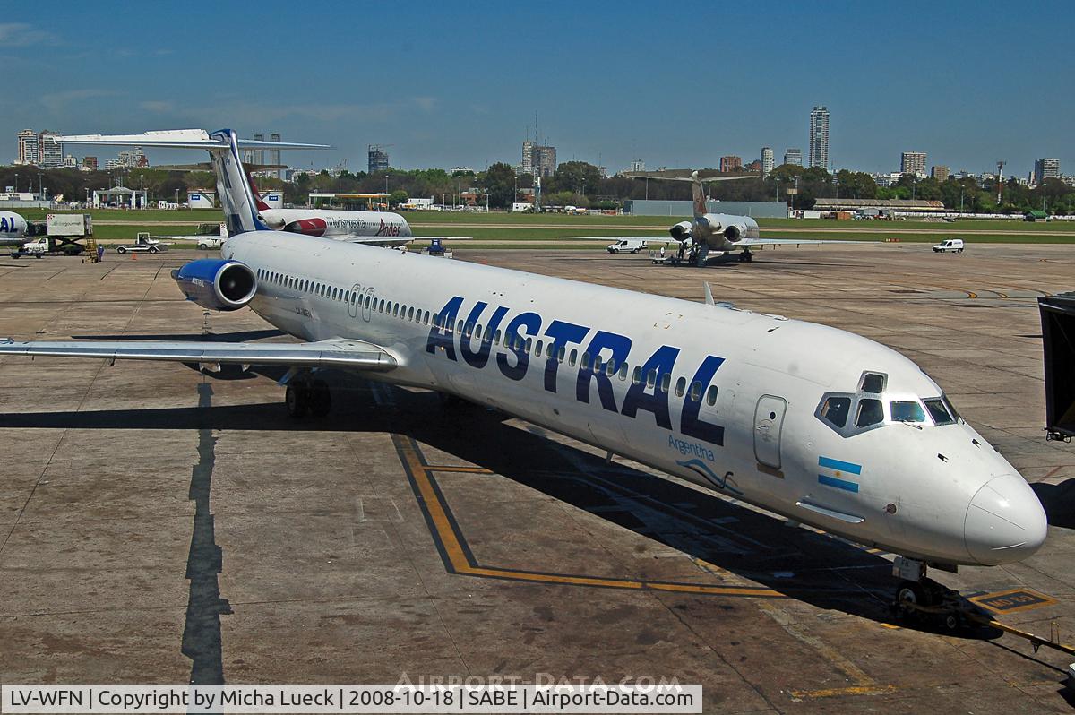 LV-WFN, 1980 McDonnell Douglas MD-81 (DC-9-81) C/N 48025, At Aeroparque (AEP)