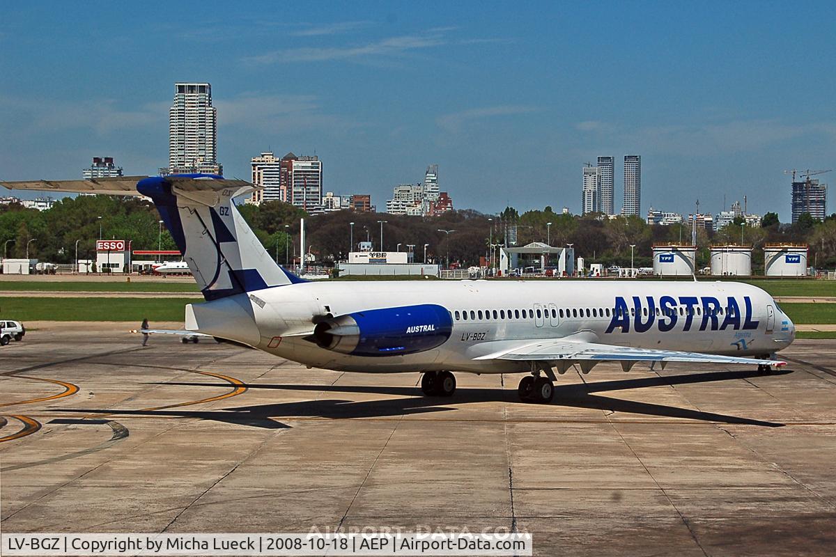 LV-BGZ, 1990 McDonnell Douglas MD-82 (DC-9-82) C/N 49906, At Aeroparque (AEP)