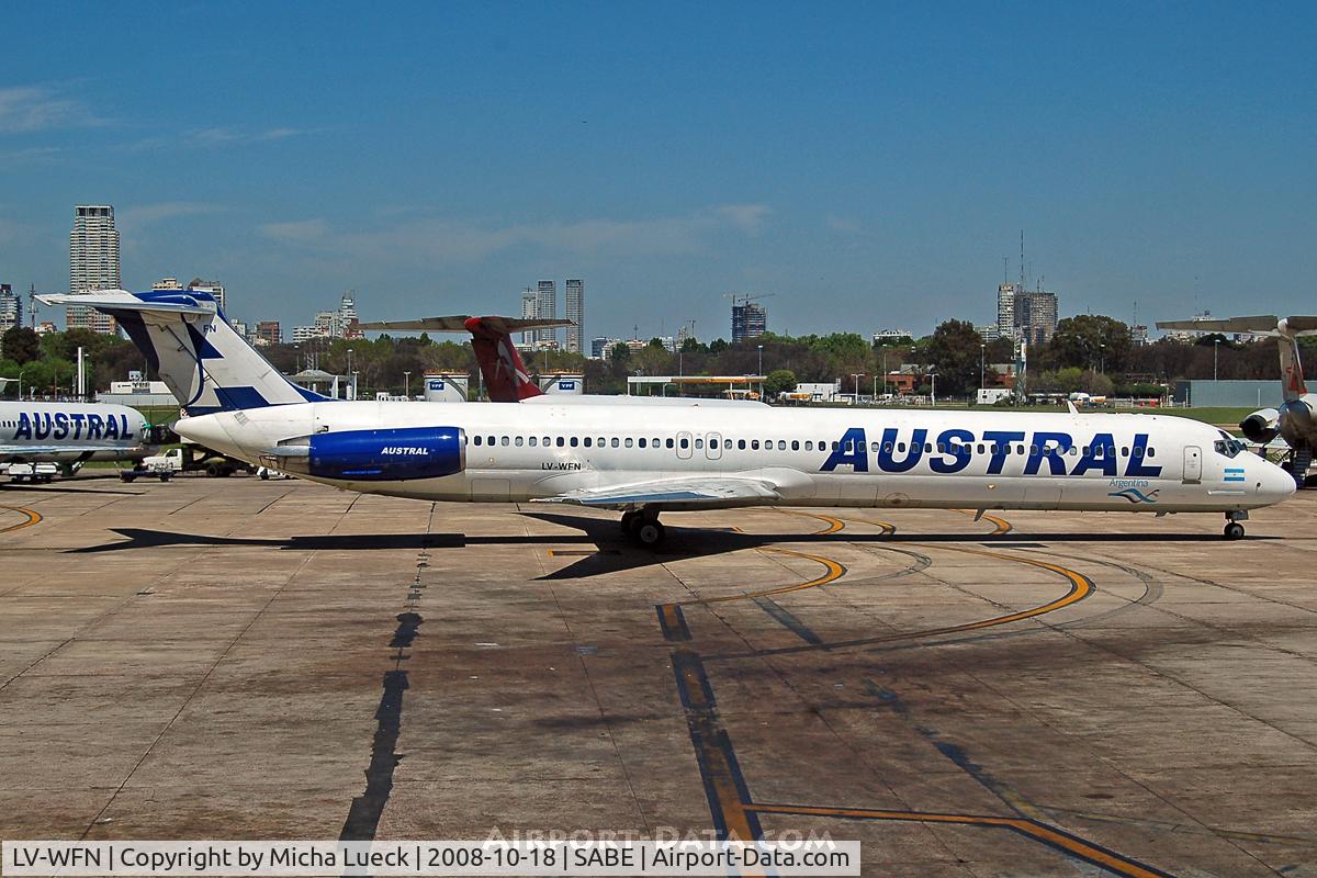 LV-WFN, 1980 McDonnell Douglas MD-81 (DC-9-81) C/N 48025, At Aeroparque (AEP)