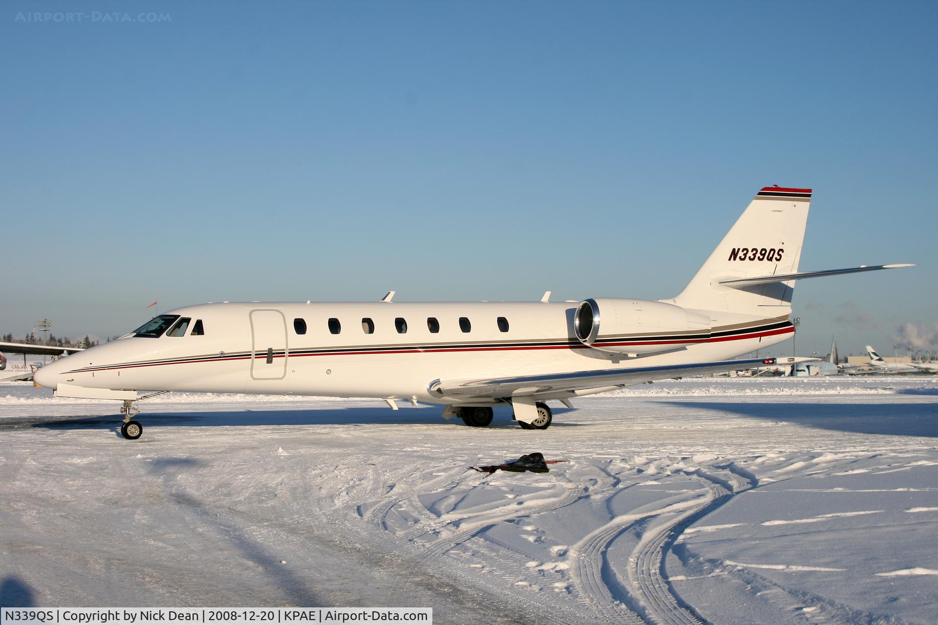 N339QS, 2008 Cessna 680 Citation Sovereign C/N 680-0191, KPAE Very rare sight in the Seattle area to have this much snow