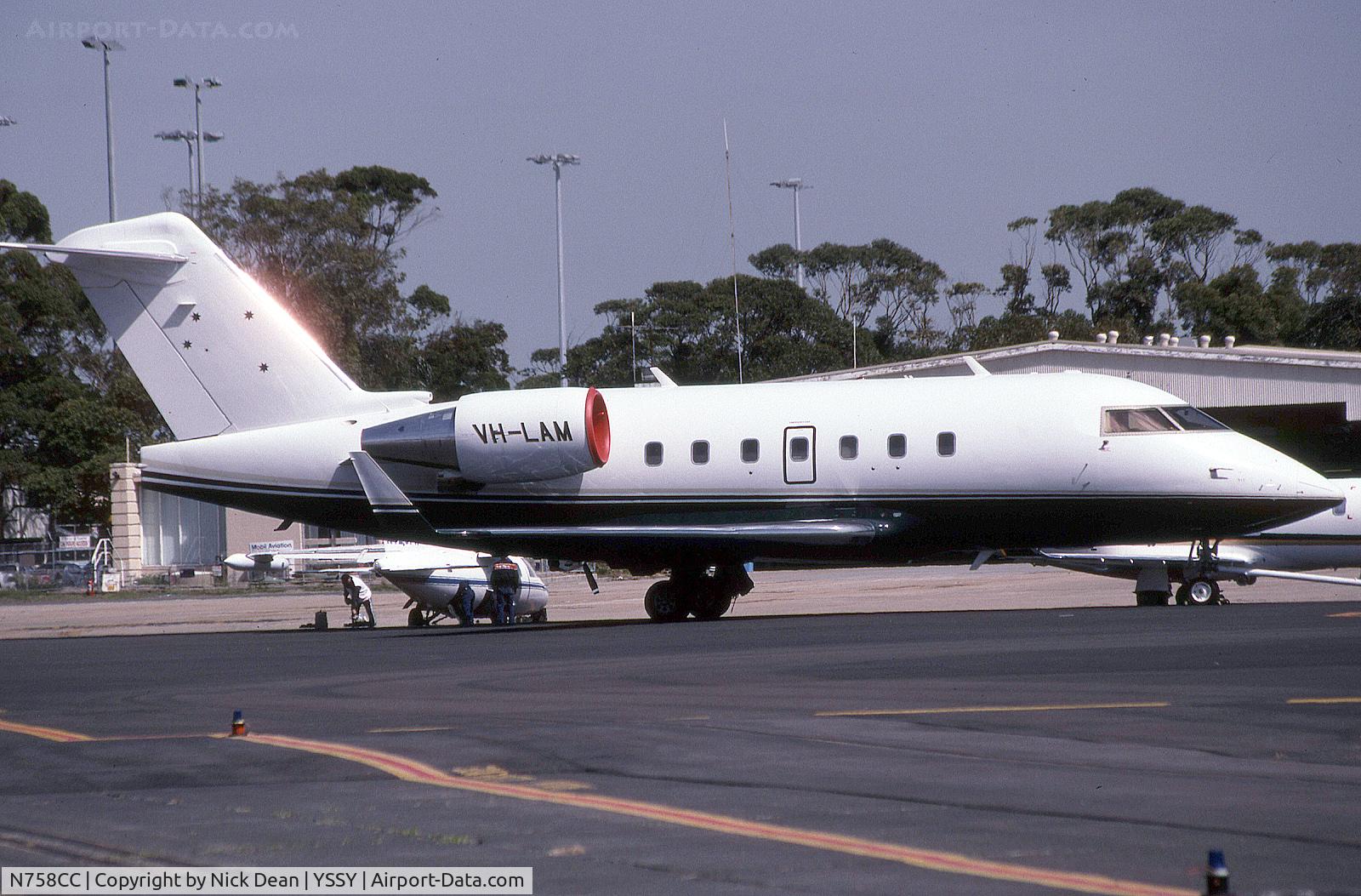N758CC, 1997 Canadair Challenger 604 (CL-600-2B16) C/N 5353, YSSY (C/N 5353 seen in the previous photo as C-GRIO and here in Sydney as VH-LAM and is currently registered N758CC)