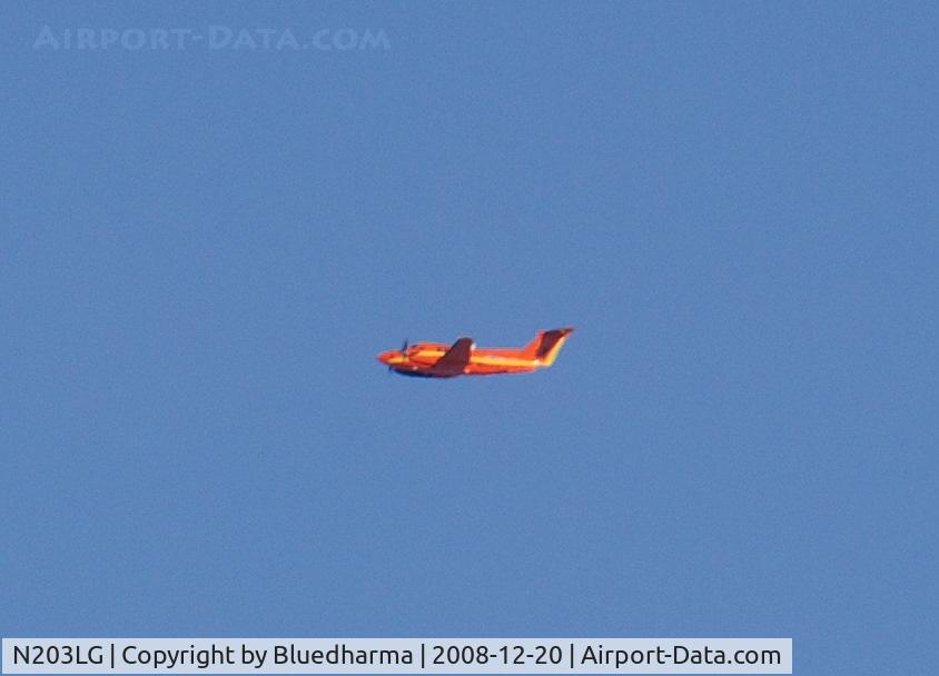 N203LG, 1981 Beech B200 King Air C/N BB-926, Flight for Life Heading West above Littleton Colorado.