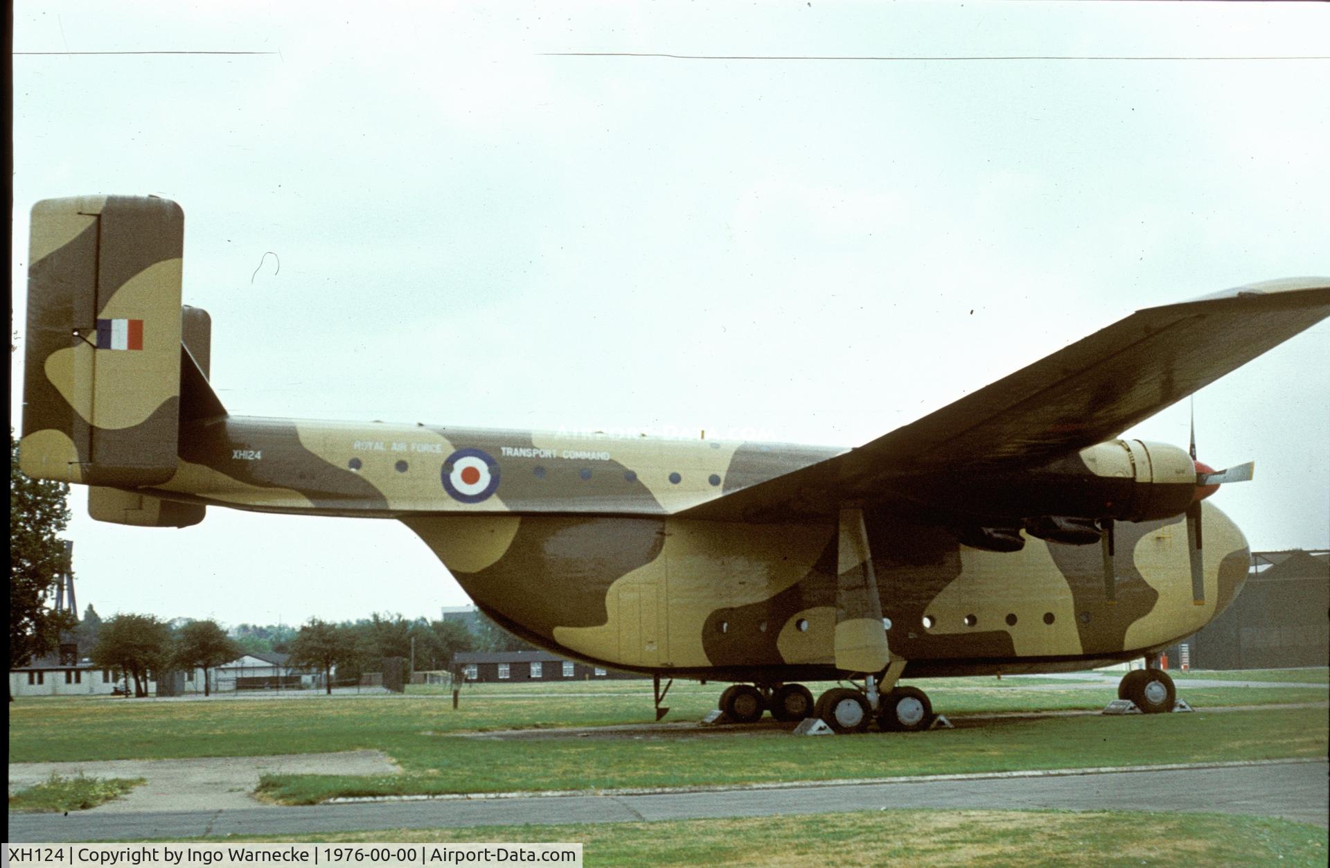 XH124, 1957 Blackburn Beverley C.1 C/N 1030, Blackburn Beverley C1 outside the RAF Museum at Hendon during the 'Wings of the Eagle' exhibition 1976