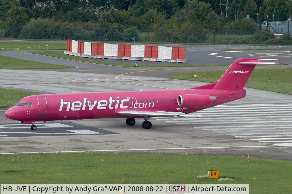 HB-JVE, 1993 Fokker 100 (F-28-0100) C/N 11459, Helvetic F100
