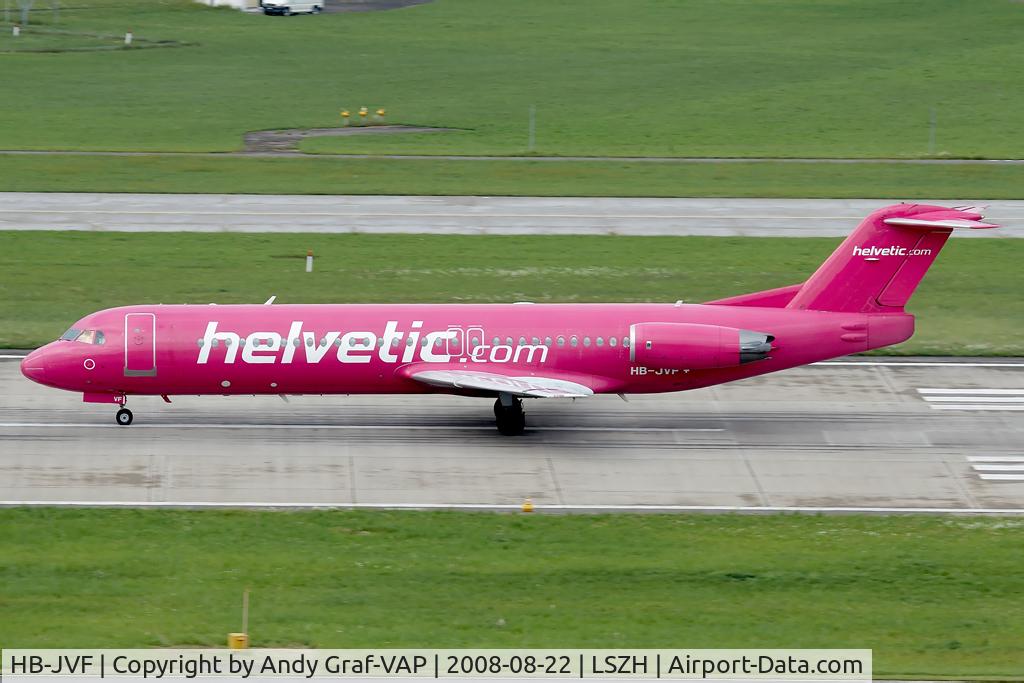 HB-JVF, 1993 Fokker 100 (F-28-0100) C/N 11466, Helvetic F100