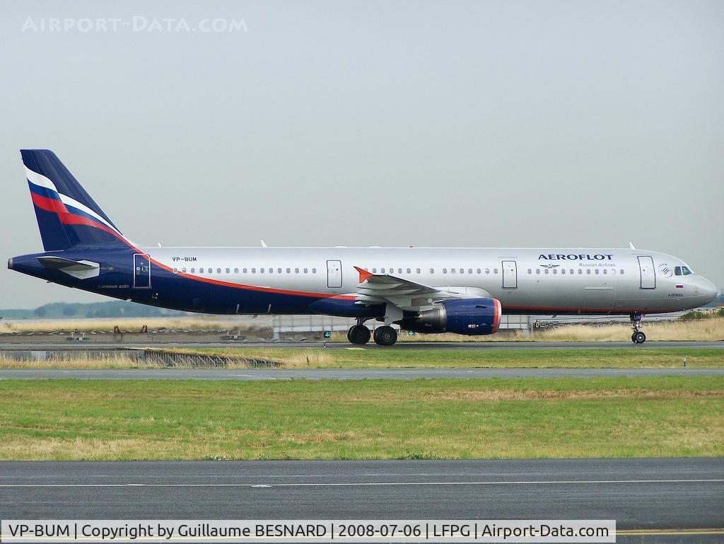 VP-BUM, 2007 Airbus A321-211 C/N 3267, Just landed on 27R, vacating to gate.