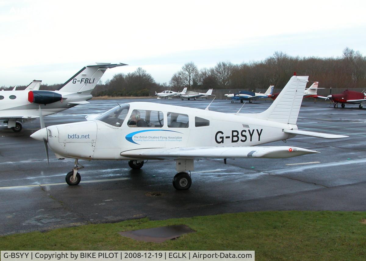 G-BSYY, 1986 Piper PA-28-161 Cherokee Warrior II C/N 2816009, STUDENT PILOT ABOUT TO GO OFF ON FIRST SOLO FOR 11 YEARS