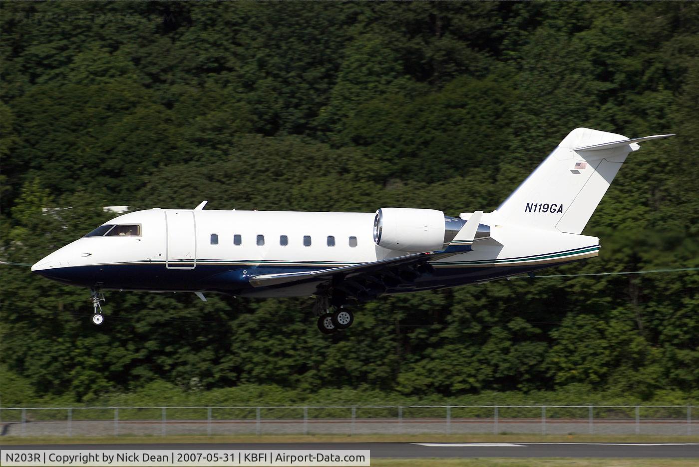 N203R, 1998 Bombardier Challenger 604 (CL-600-2B16) C/N 5386, KBFI (Seen here as N119GA which was a BAC 1-11 then a B727 followed by this CL604 which is currently registered N203R as posted)