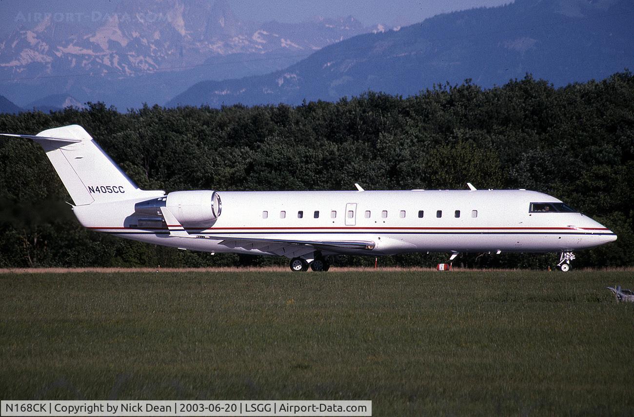 N168CK, 1996 Canadair CRJ-100SE (CL-600-2B19) C/N 7099, LSGG (Seen here as N405CC of Carnival Cruise Lines became N168CK as posted and was subsequently W/O on 13th Feb 2007 at Moscow Vnukovo when it crasheb back onto the runway skidded and overturned on a flight to Berlin)