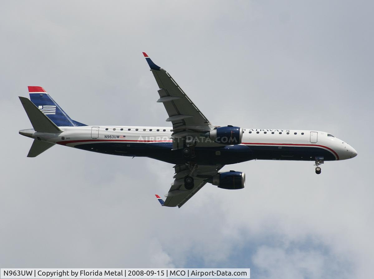 N963UW, 2008 Embraer 190AR (ERJ-190-100IGW) C/N 19000191, US Airways E190