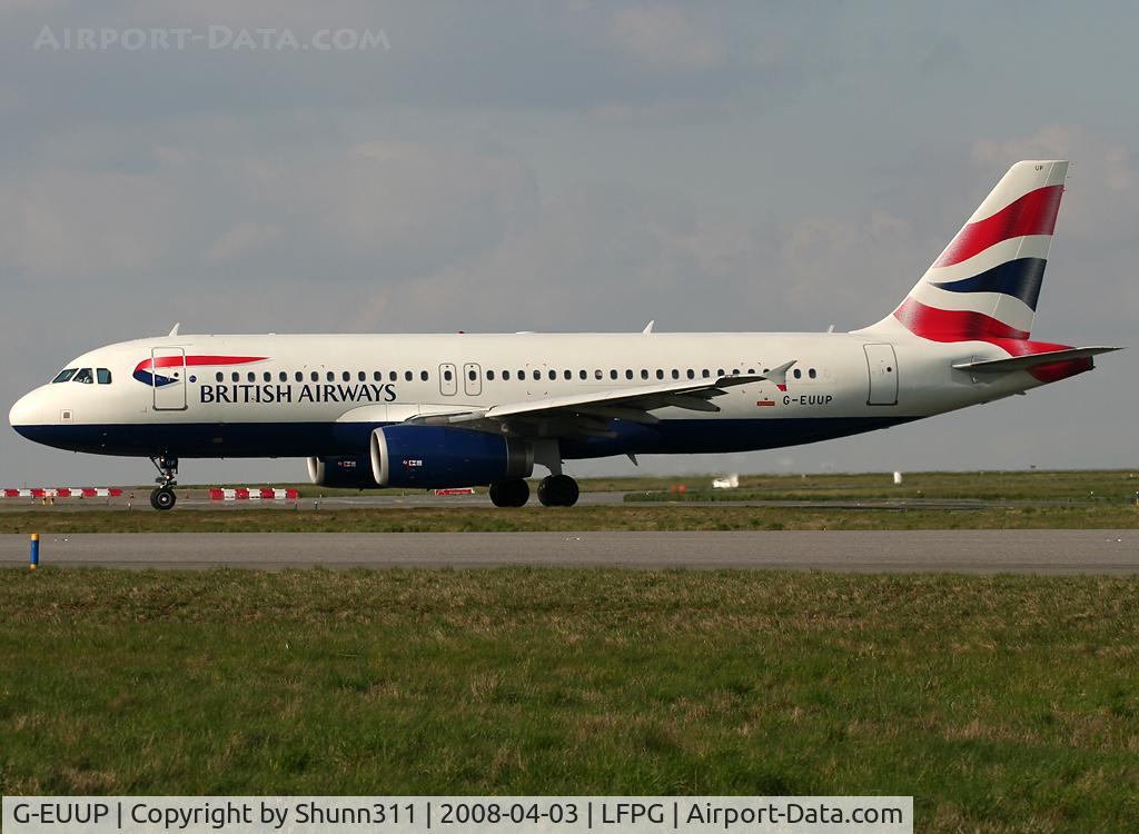 G-EUUP, 2003 Airbus A320-232 C/N 2038, Arriving from flight...