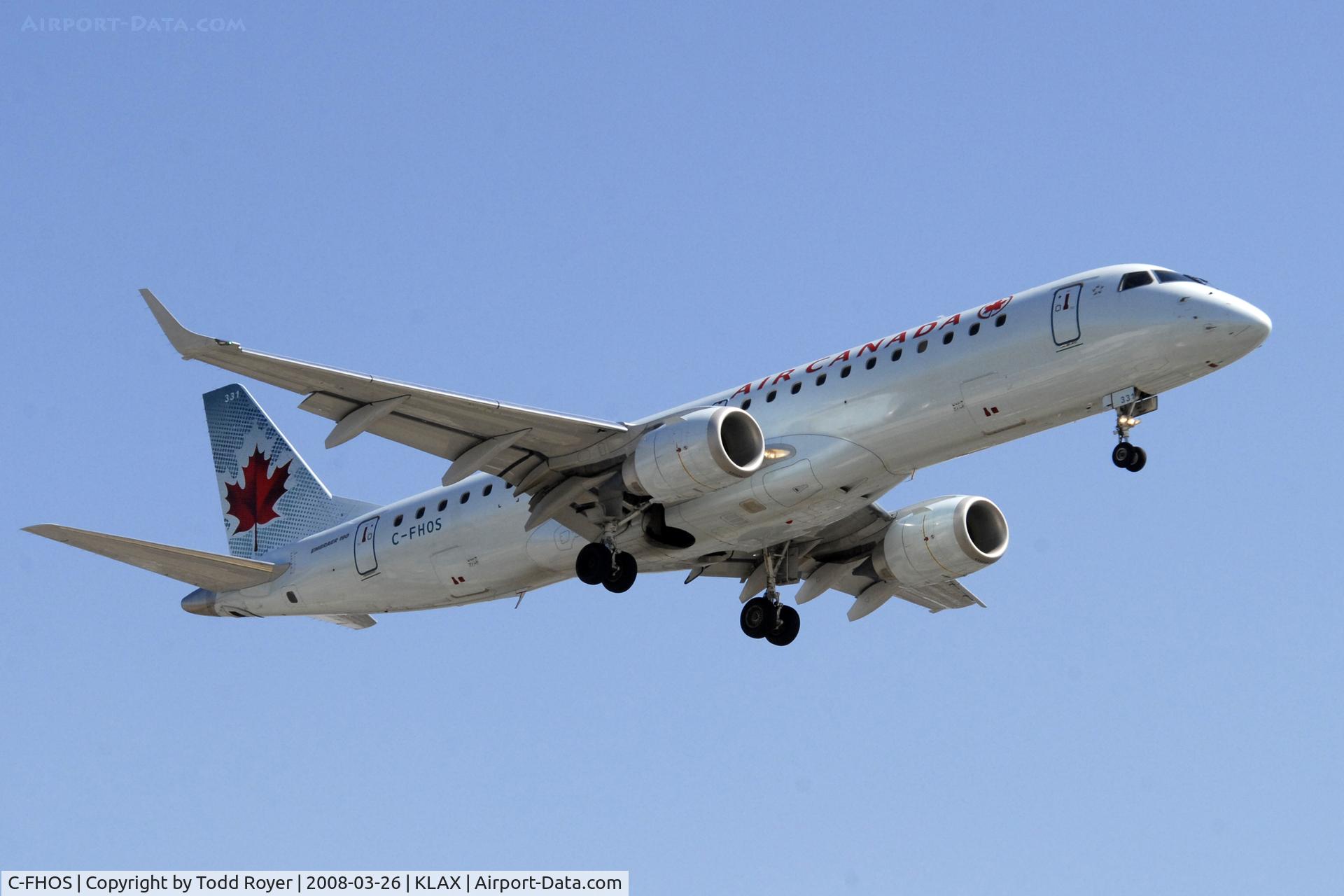 C-FHOS, 2007 Embraer 190AR (ERJ-190-100IGW) C/N 19000101, Air Canada landing at Los angeles