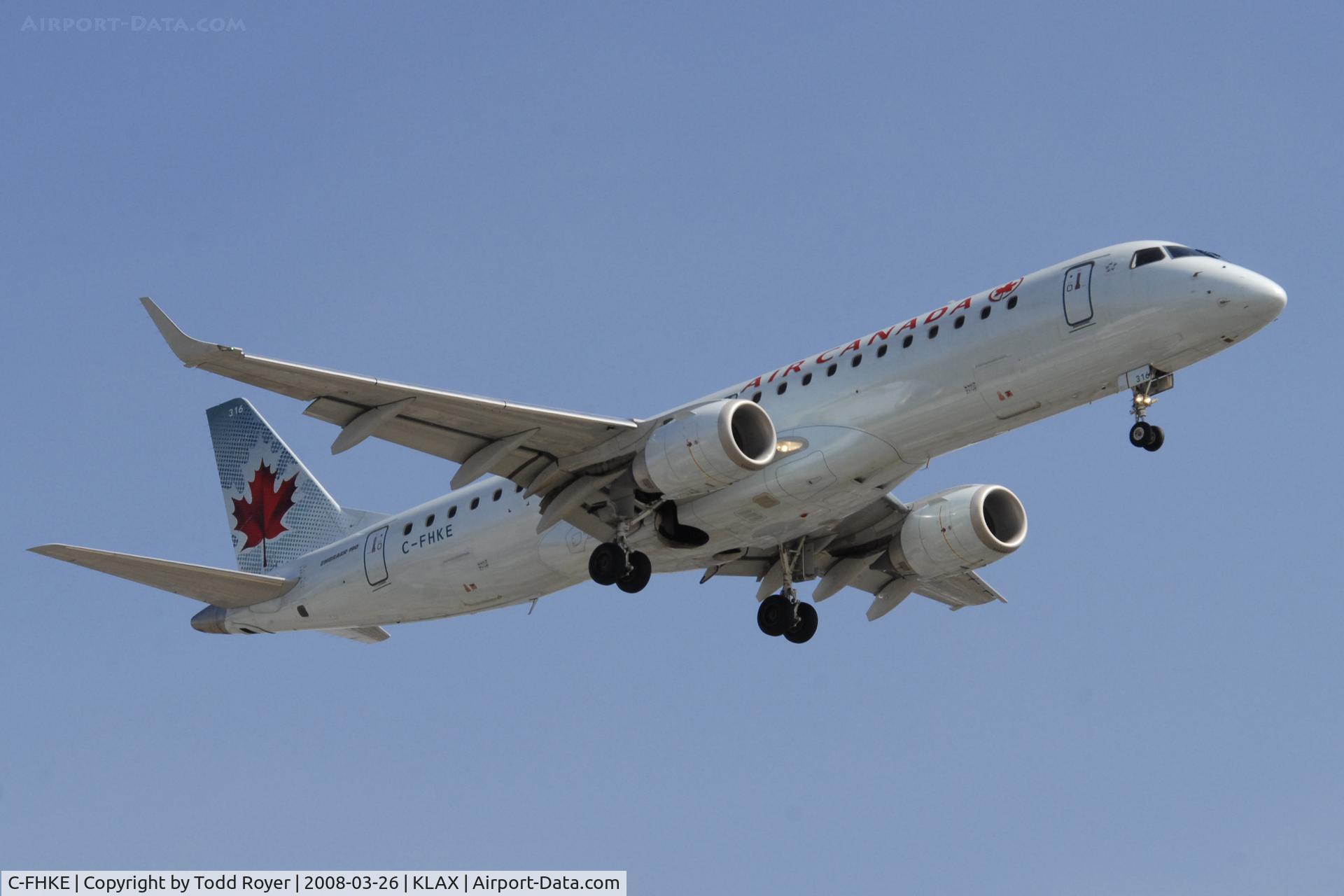 C-FHKE, 2006 Embraer 190AR (ERJ-190-100IGW) C/N 19000048, Air Canada landing at Los angeles