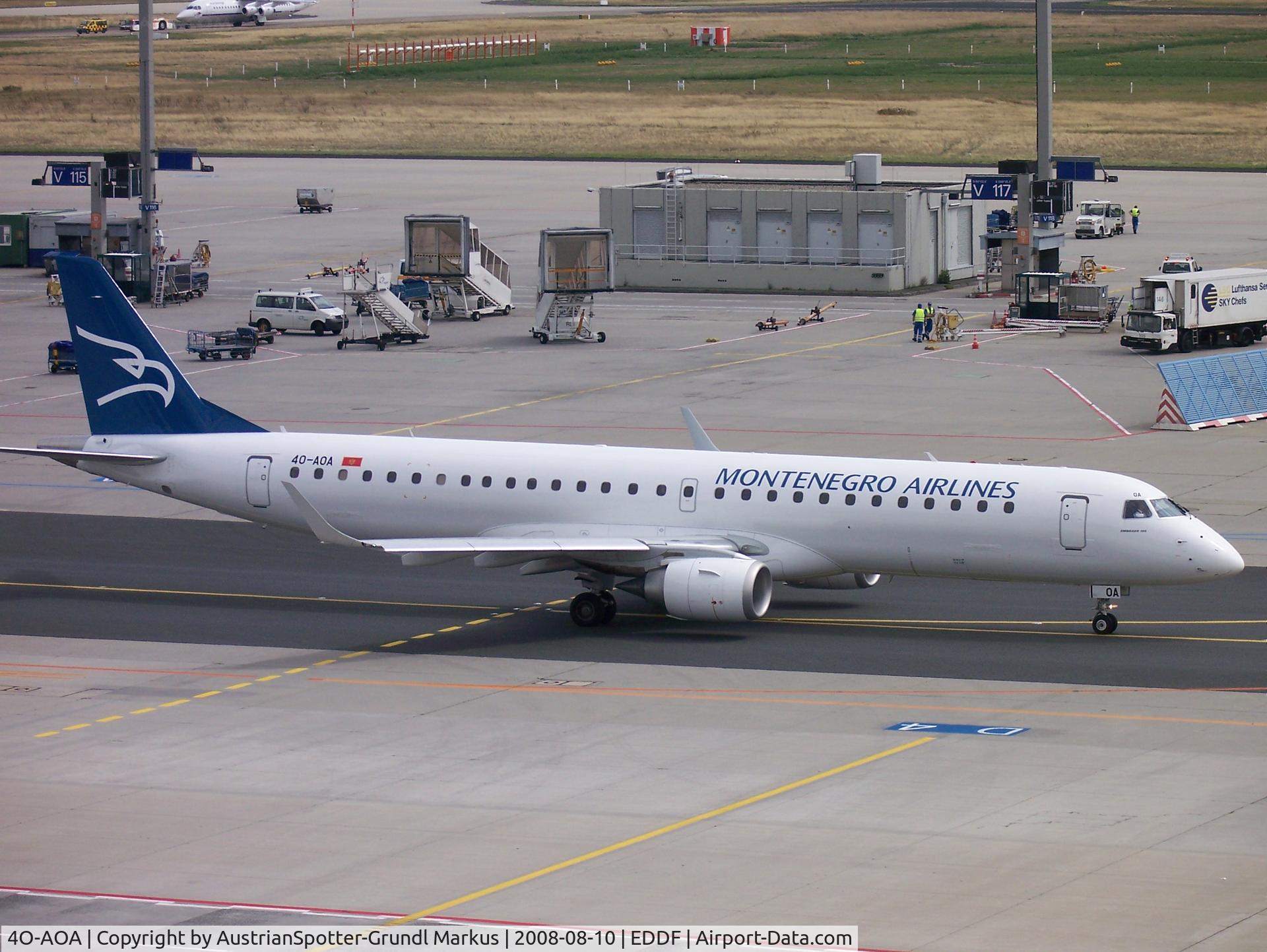 4O-AOA, 2008 Embraer 195LR (ERJ-190-200LR) C/N 19000180, Montenegro Airlines