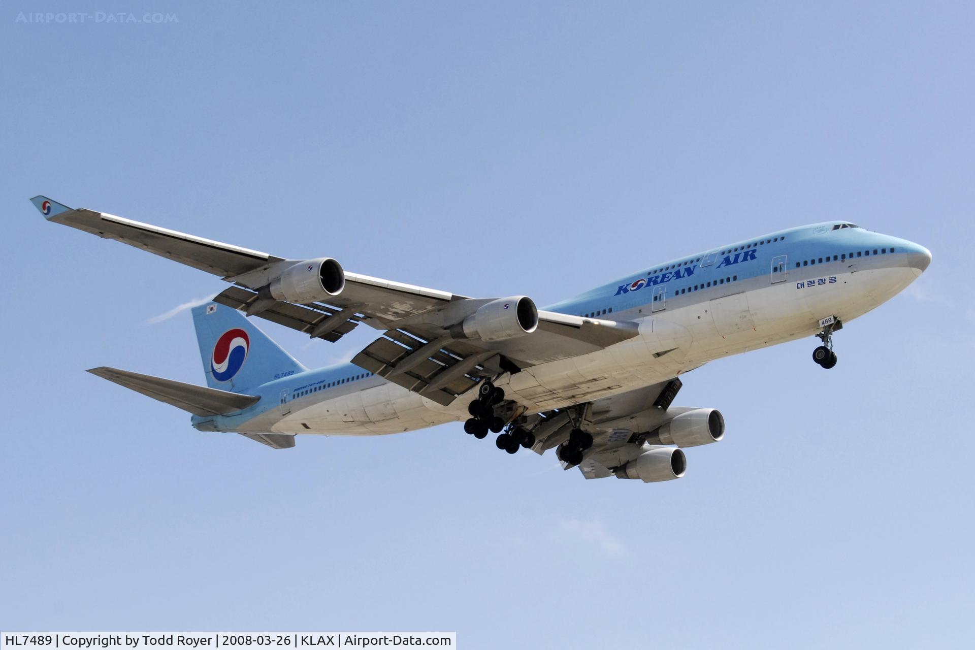 HL7489, 1993 Boeing 747-4B5 C/N 27072, Korean 747 landing at LAX