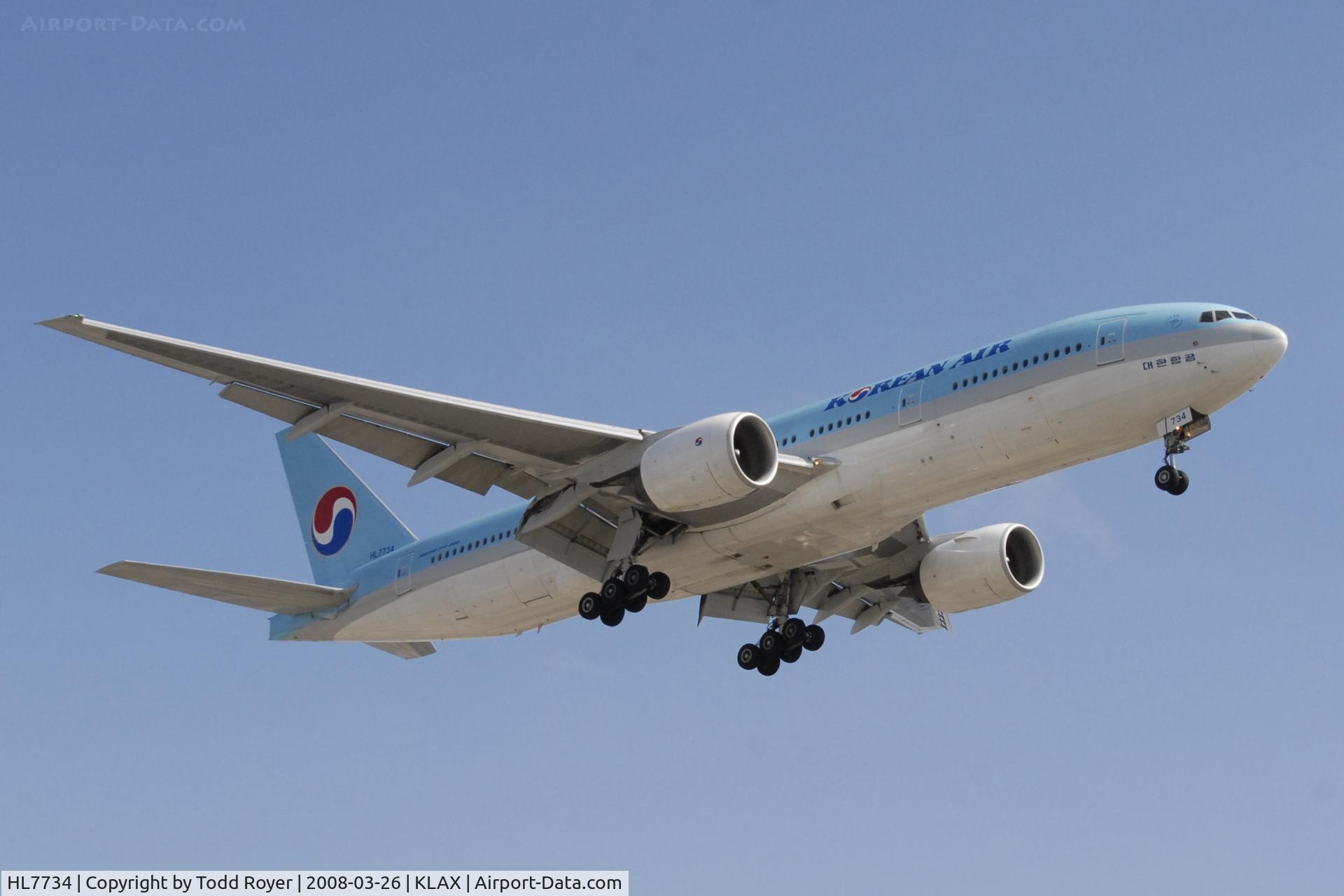 HL7734, 2008 Boeing 777-2B5/ER C/N 34207, Korean 777 landing at LAX