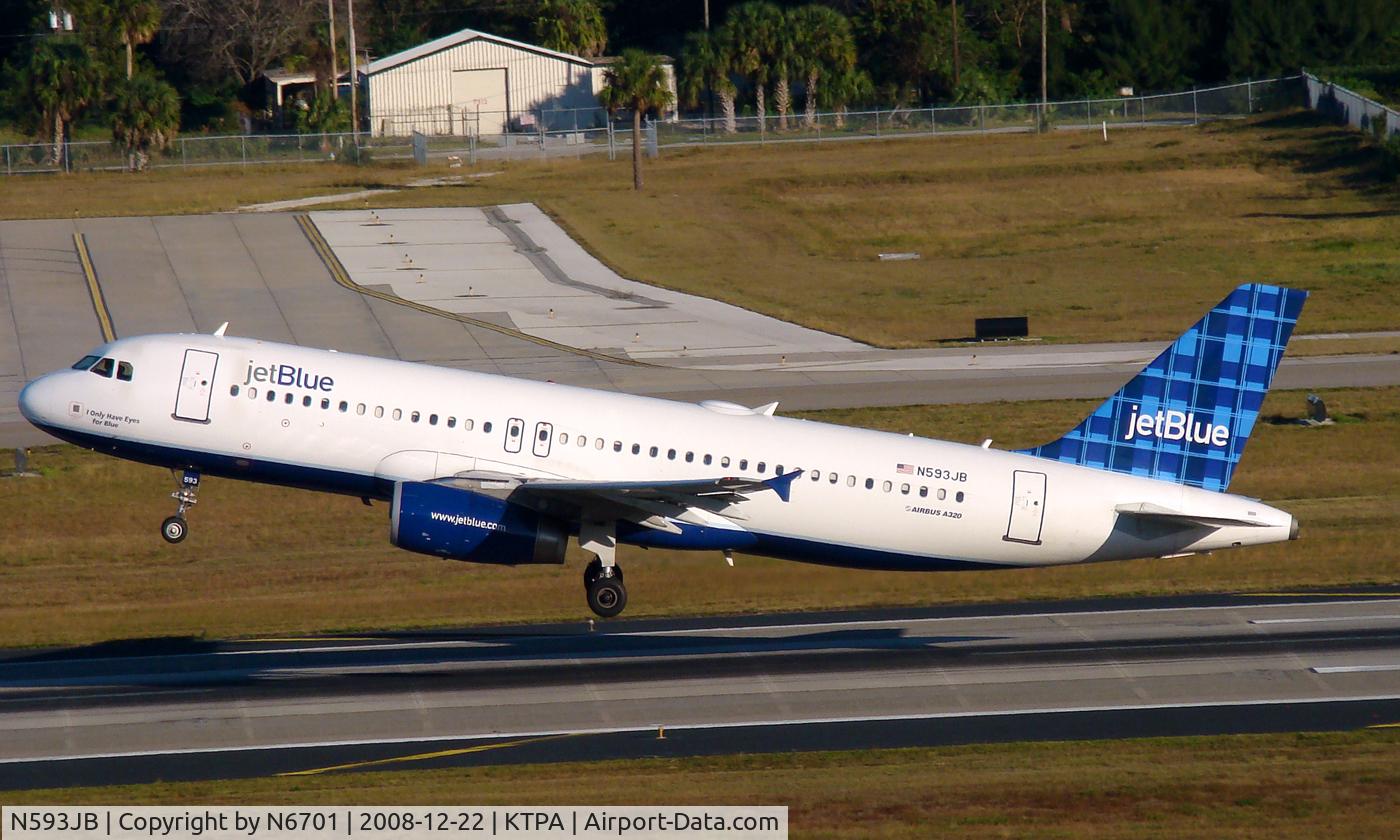 N593JB, 2004 Airbus A320-232 C/N 2280, Takeoff 36R