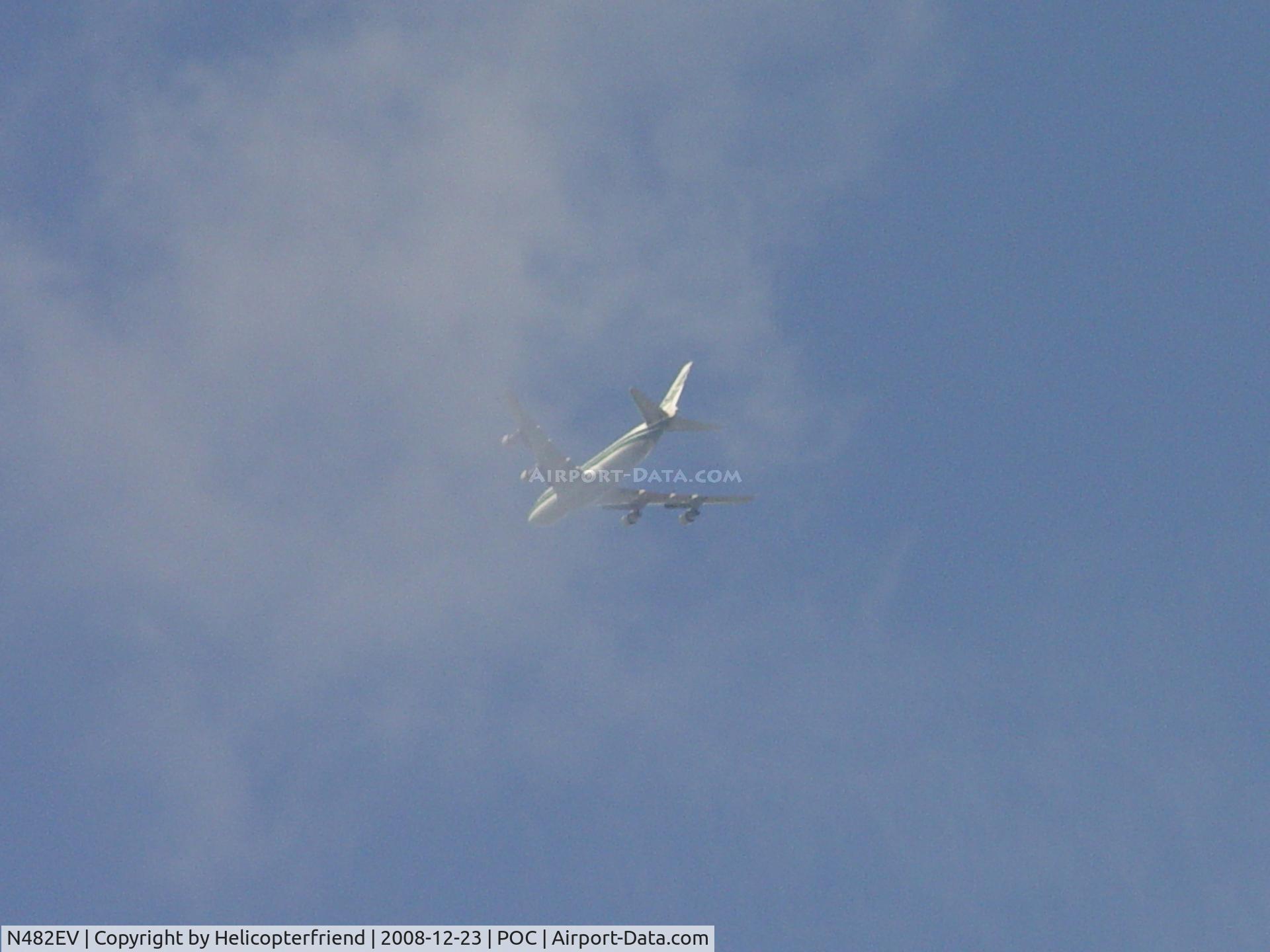 N482EV, 1973 Boeing 747-212B C/N 20713, Entering the clouds westbound from Ontario over Brackett