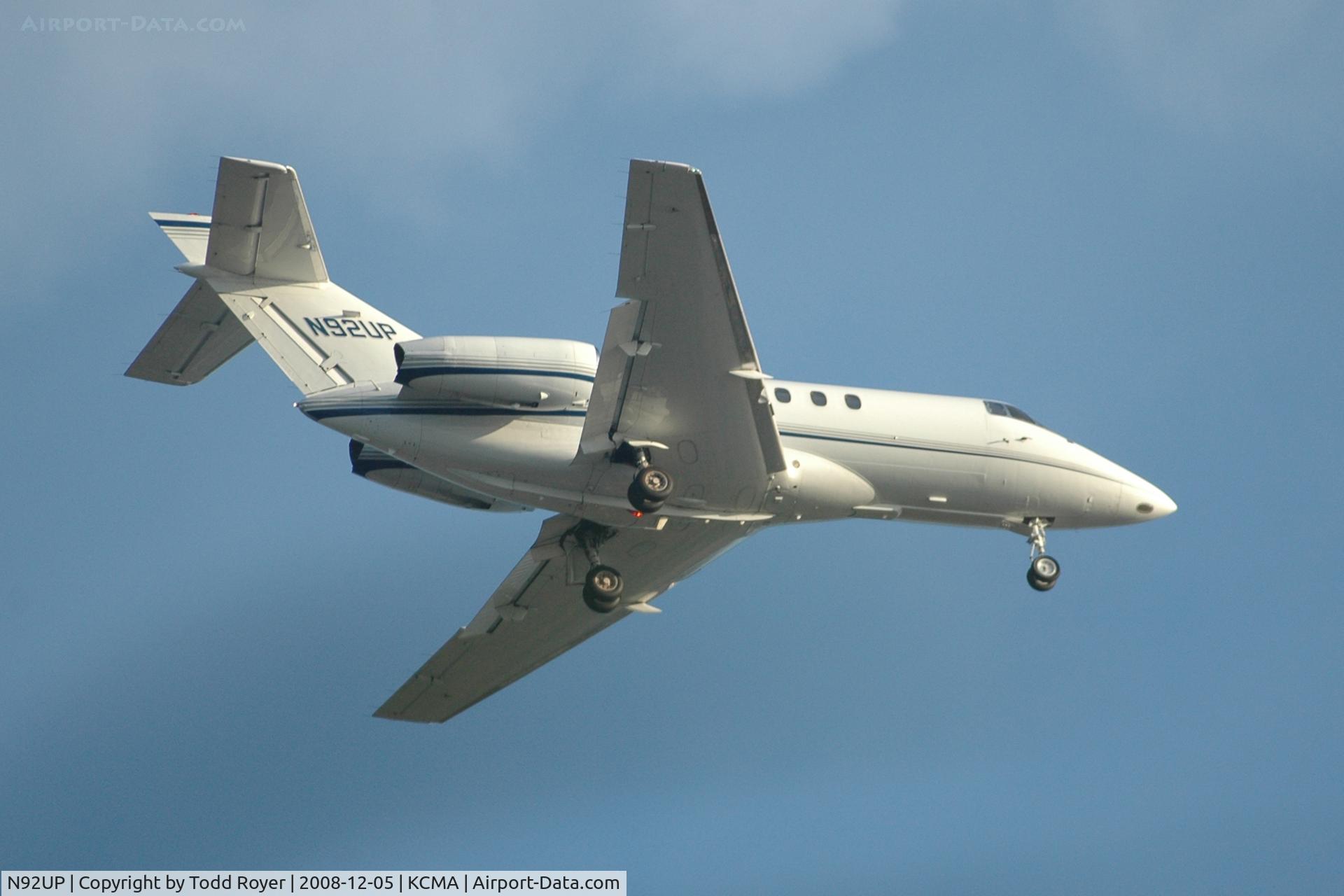 N92UP, 1997 Raytheon Hawker 800XP C/N 258309, Backyard shot about 4 miles east of CMA