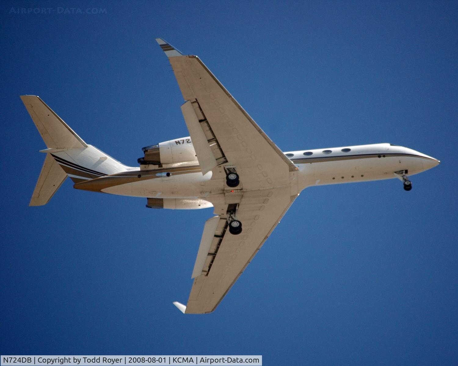N724DB, 1992 Gulfstream Aerospace G-IV C/N 1209, Backyard shot about 4 miles east of CMA