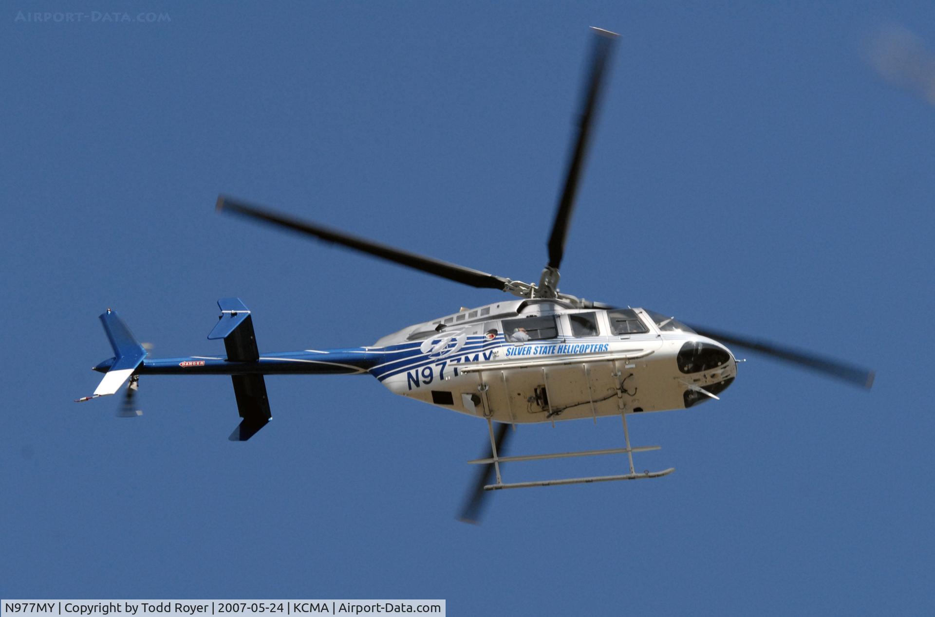 N977MY, 1999 Bell 407 C/N 53373, Backyard shot about 4 miles east of CMA