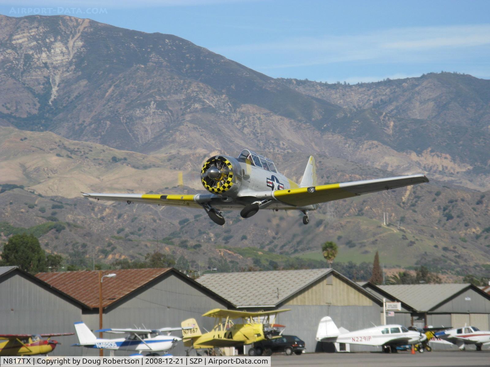 N817TX, 1942 North American AT-6D Texan C/N 88-18022 (42-86241), 1942 North American AT-6D 'Problem Child', P&W R-1340 600 Hp, takeoff climb Rwy 22
