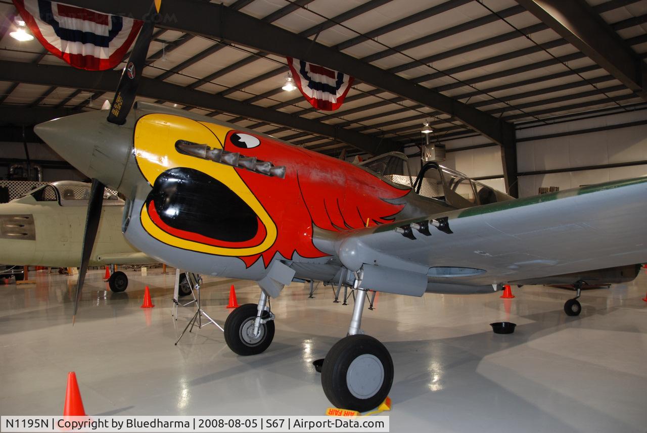 N1195N, 1942 Curtiss P-40N Warhawk C/N 130158, Parrott Head Livery on this P-40N. Painted to represent a P-40N from the 502nd FS, 337th FG, Napier Field, AL 1943.