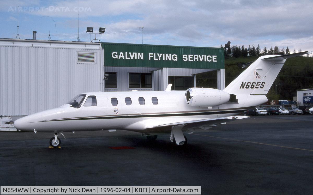 N654WW, 1994 Cessna 525 CitationJet CJ1 C/N 525-0053, KBFI (Seen here as N66ES the 1st CJ with this reg and currently registered as N654WW as posted for C/N accuracy)