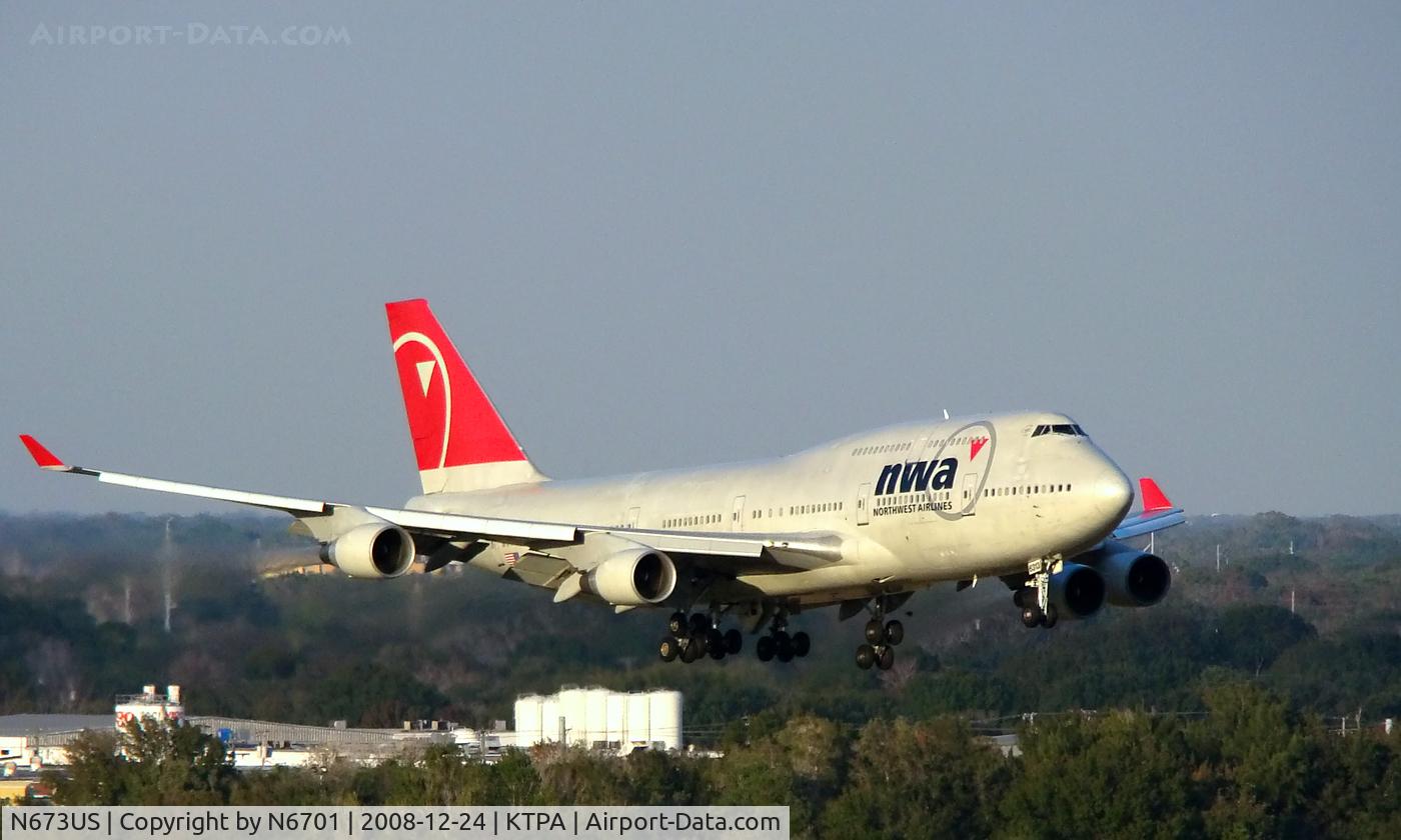 N673US, 1999 Boeing 747-451 C/N 30268, Northwest 744--Charter flight at TPA