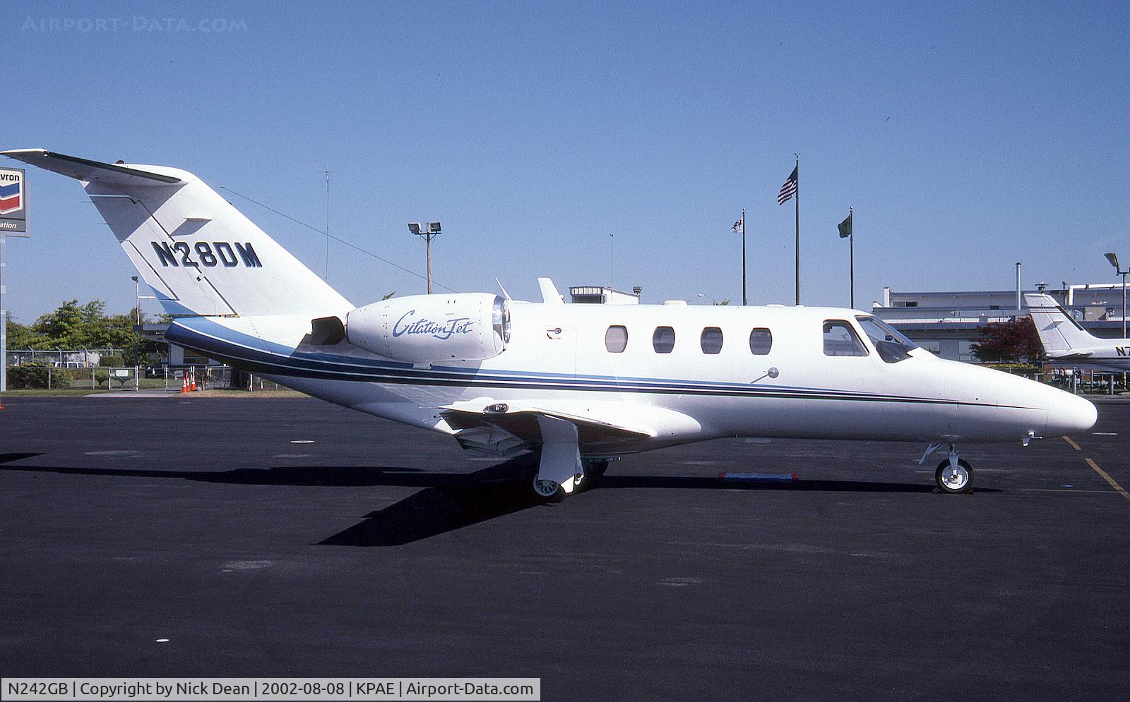 N242GB, 1996 Cessna 525 CitationJet C/N 525-0151, KPAE (Seen here as N28DM this frame is currently registered N242GB as posted for C/N accuracy)