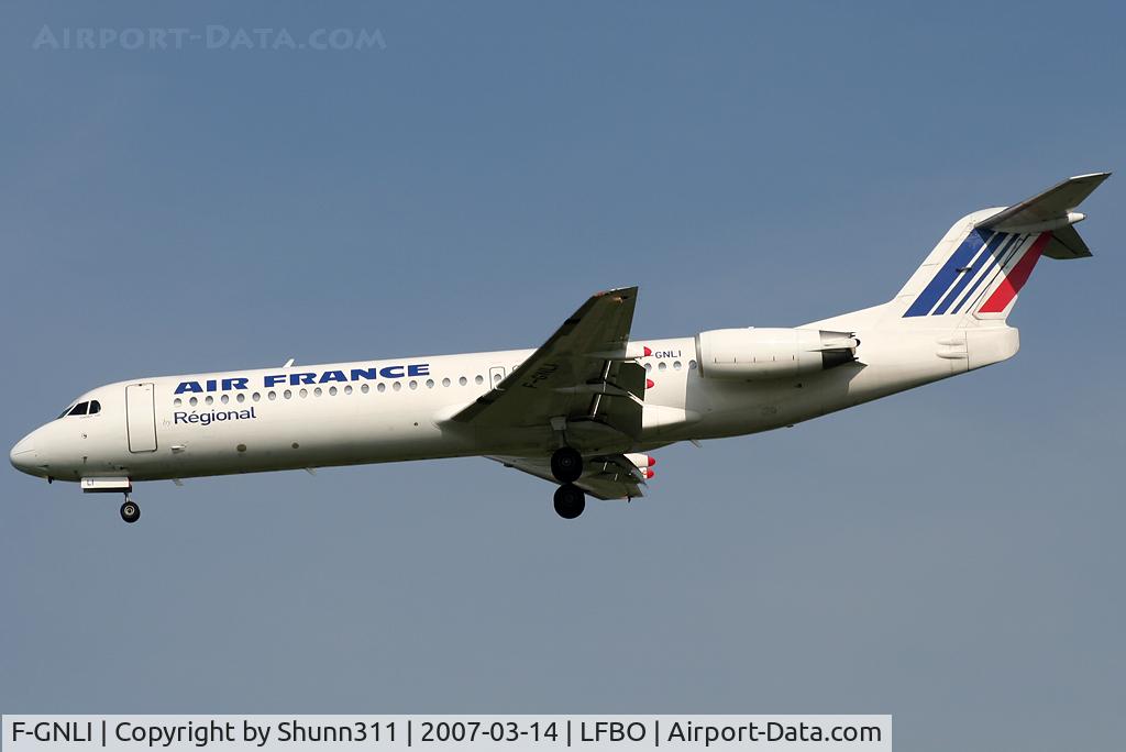 F-GNLI, 1990 Fokker 100 (F-28-0100) C/N 11315, Landing rwy 32L