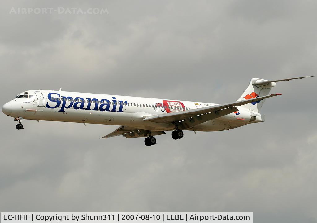 EC-HHF, 1988 McDonnell Douglas MD-82 (DC-9-82) C/N 49509, Landing rwy 25L with 'Vodafone' logo