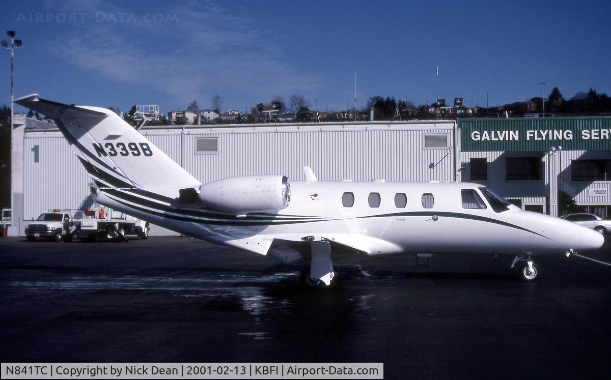 N841TC, 1999 Cessna 525 CitationJet CJ1 C/N 525-0339, KBFI (Seen here as N339B and currently registered N841TC as posted)