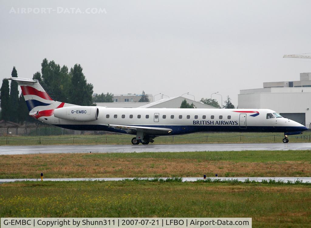 G-EMBC, 1997 Embraer EMB-145EP (ERJ-145EP) C/N 145024, Ready for take off rwy 32R