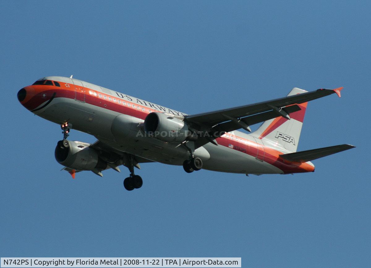 N742PS, 2000 Airbus A319-112 C/N 1275, USAirways PSA tribute A319 - almost looks like the same exact shot I got a month earlier on 10-31