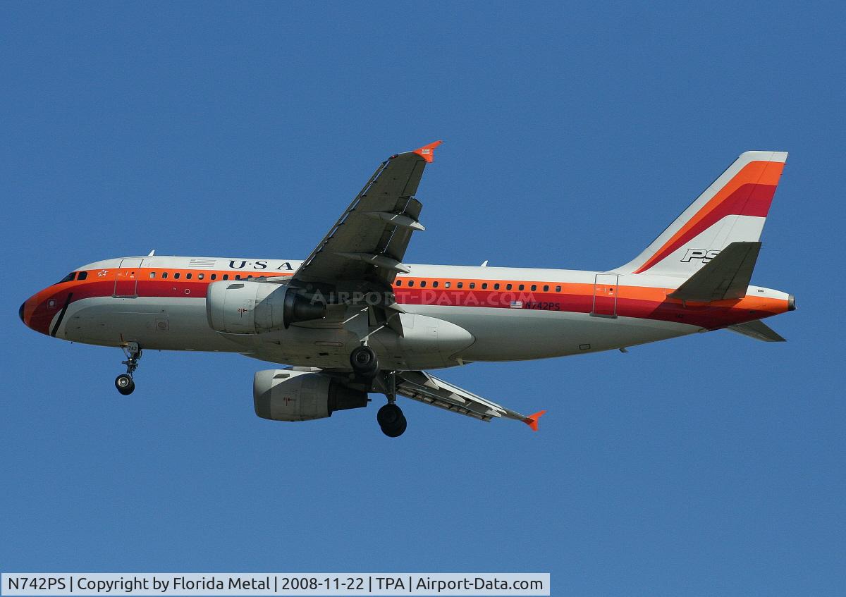 N742PS, 2000 Airbus A319-112 C/N 1275, USAirways PSA tribute A319 - almost looks like the same exact shot I got a month earlier on 10-31