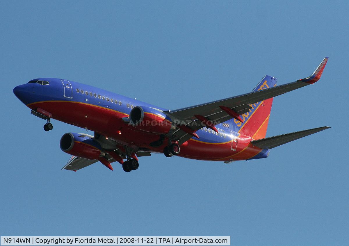 N914WN, 2008 Boeing 737-7H4 C/N 36622, Southwest 737-700